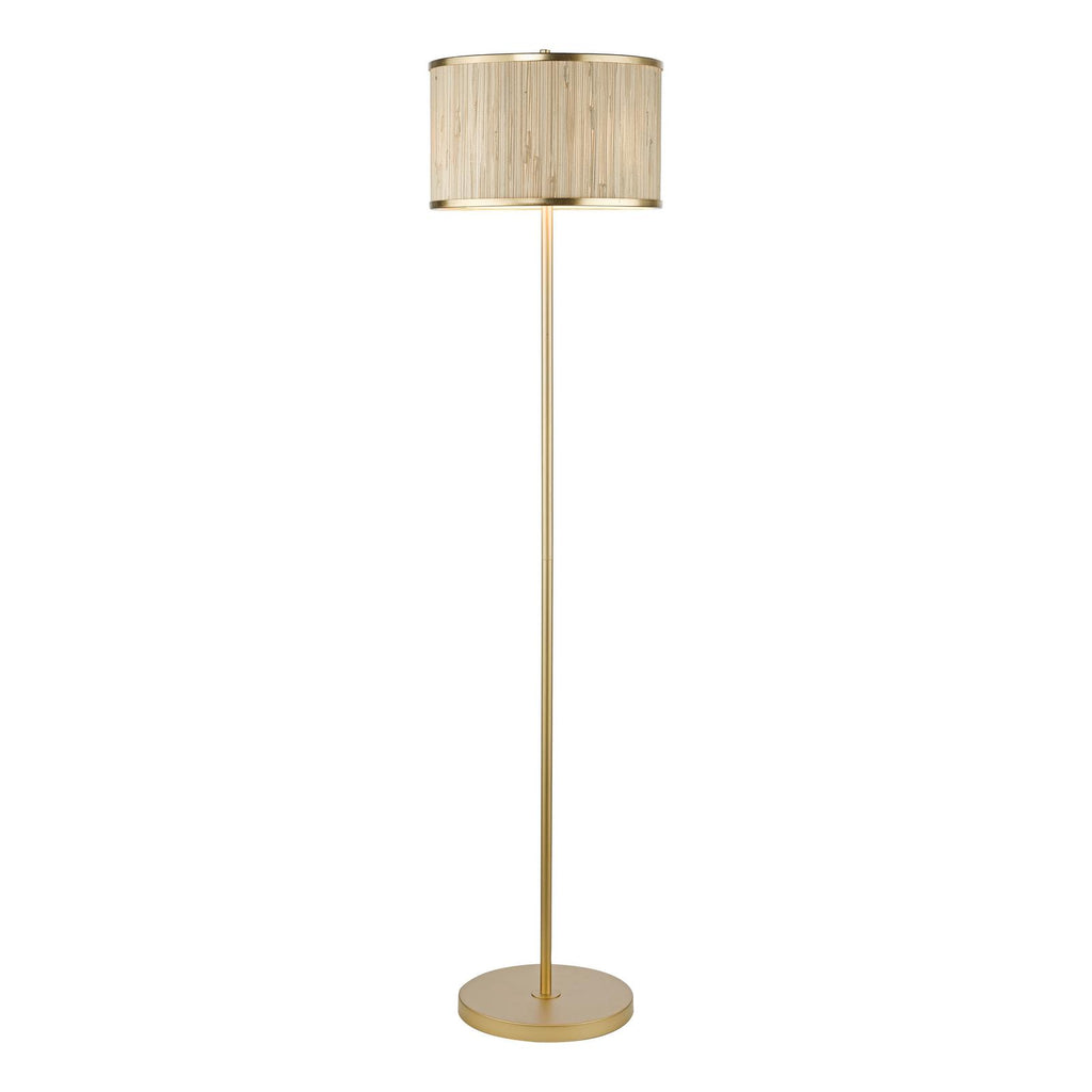 FEN4935 Fenella 3 Light Floor Lamp Gold Leaf and Seagrass