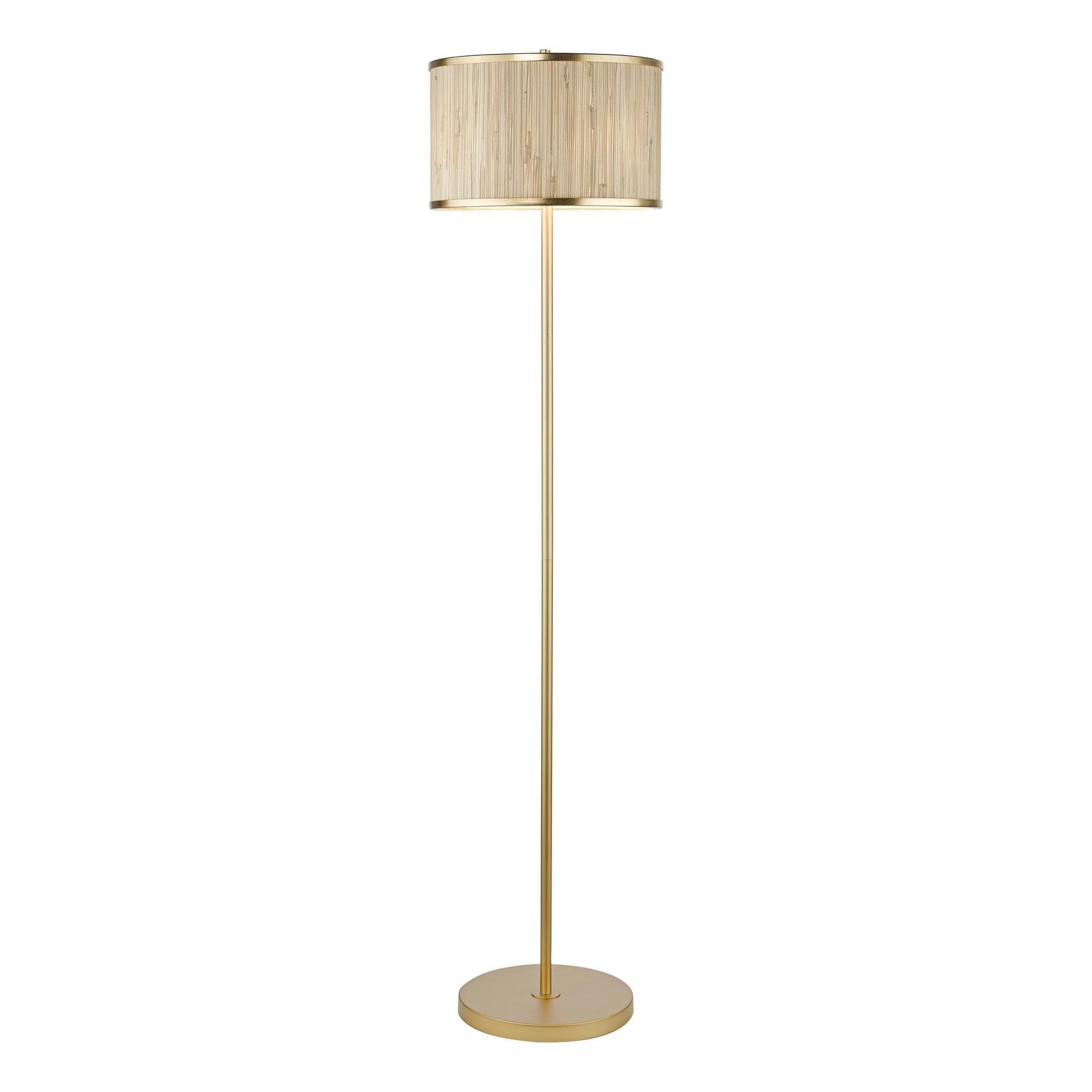 FEN4935 Fenella 3 Light Floor Lamp Gold Leaf and Seagrass
