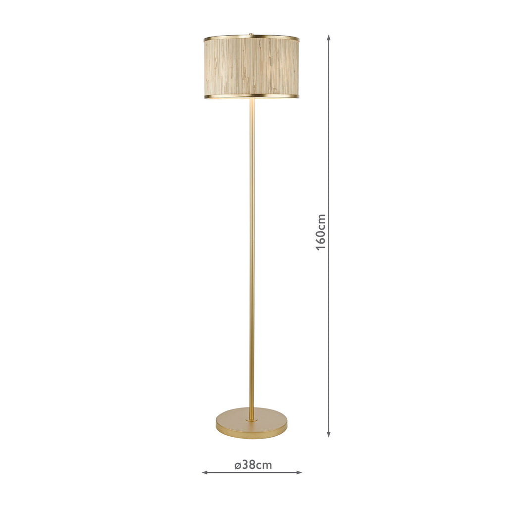 FEN4935 Fenella 3 Light Floor Lamp Gold Leaf and Seagrass