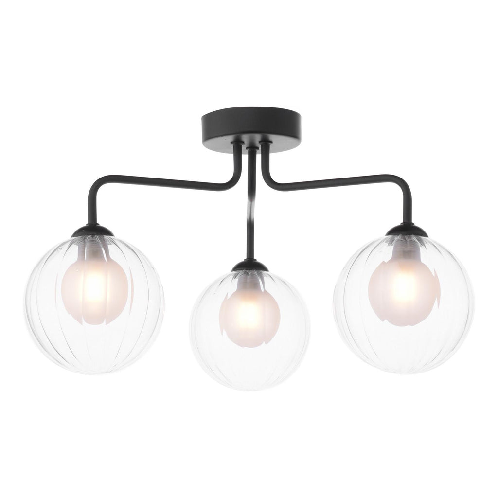 FEY0322-20 Feya 3 Light Semi Flush Matt Black With Clear/Opal Glass