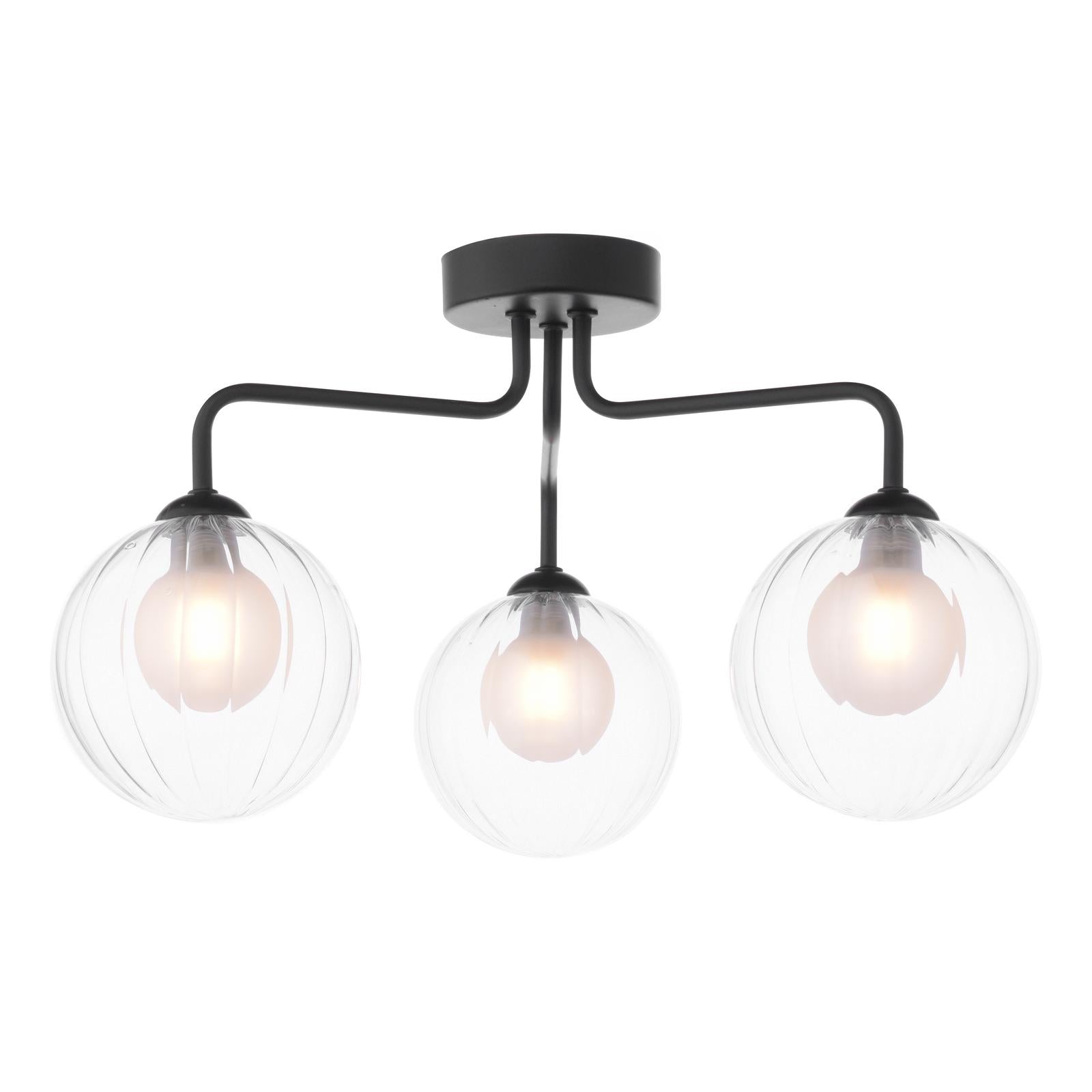FEY0322-20 Feya 3 Light Semi Flush Matt Black With Clear/Opal Glass