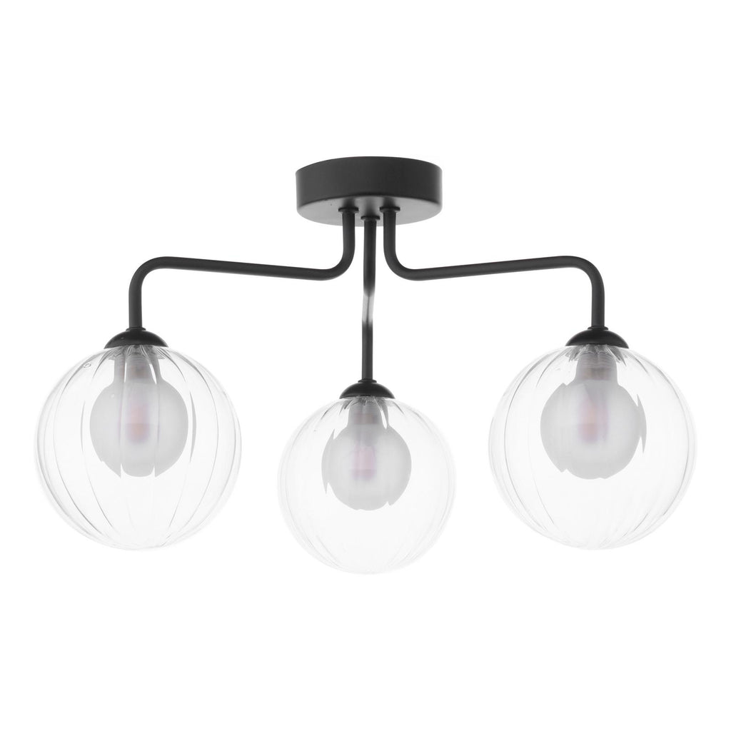 FEY0322-20 Feya 3 Light Semi Flush Matt Black With Clear/Opal Glass