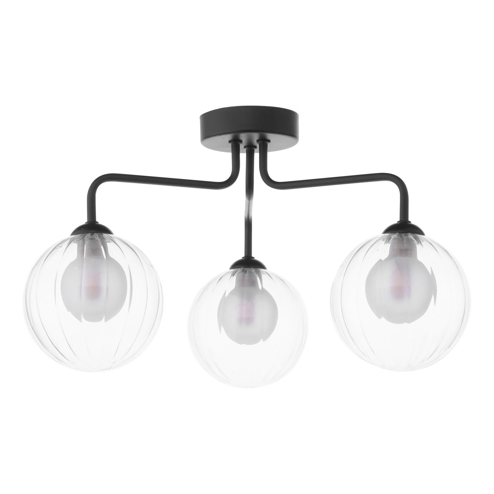 FEY0322-20 Feya 3 Light Semi Flush Matt Black With Clear/Opal Glass