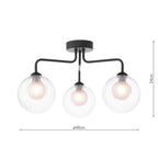 FEY0322-20 Feya 3 Light Semi Flush Matt Black With Clear/Opal Glass
