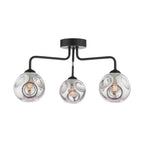 FEY0322-28 Feya 3 Light Semi Flush Matt Black With Closed Organic Smoked Glass