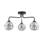 FEY0322-28 Feya 3 Light Semi Flush Matt Black With Closed Organic Smoked Glass