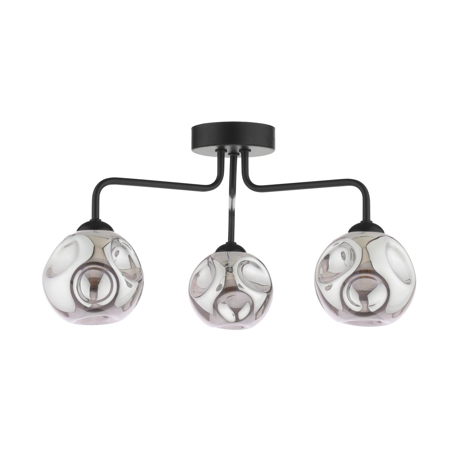 FEY0322-28 Feya 3 Light Semi Flush Matt Black With Closed Organic Smoked Glass