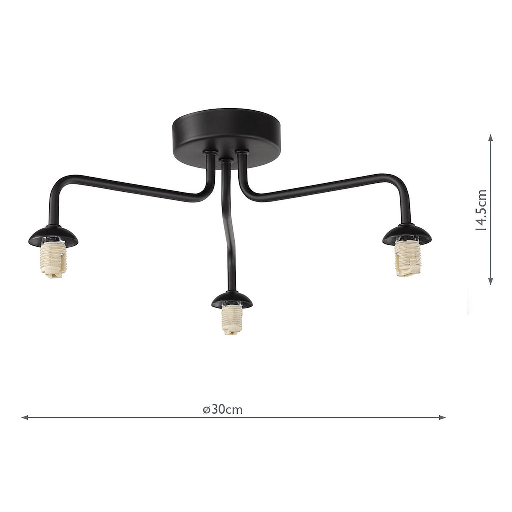 FEY0322-F Feya 3 Light Semi-Flush Matt Black Fitting Only (S)