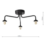 FEY0322-F Feya 3 Light Semi-Flush Matt Black Fitting Only (S)