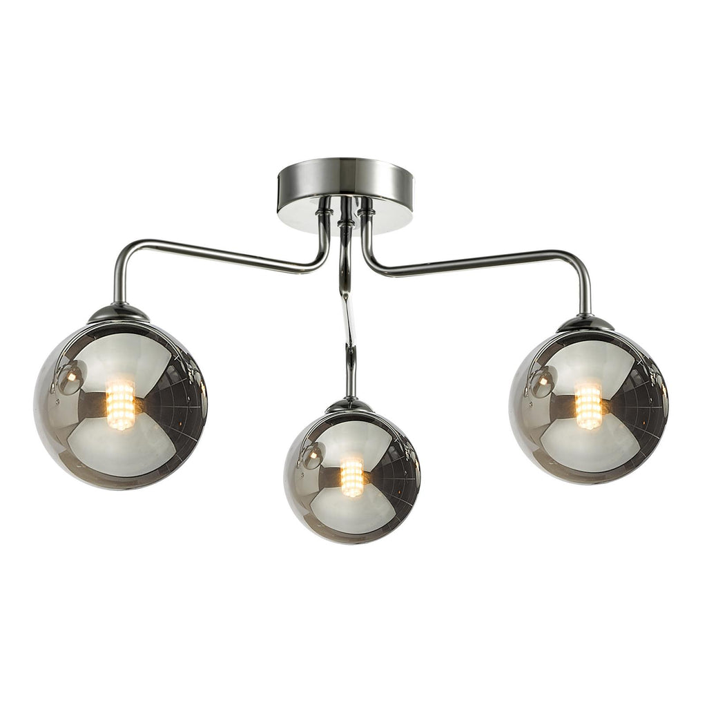 FEY0350-01 Feya 3 Light Semi Flush Polished Chrome With Smoked Glass