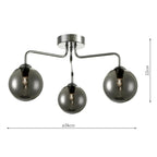 FEY0350-01 Feya 3 Light Semi Flush Polished Chrome With Smoked Glass