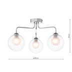 FEY0350-20 Feya 3 Light Semi Flush Polished Chrome With Clear/Opal Glass