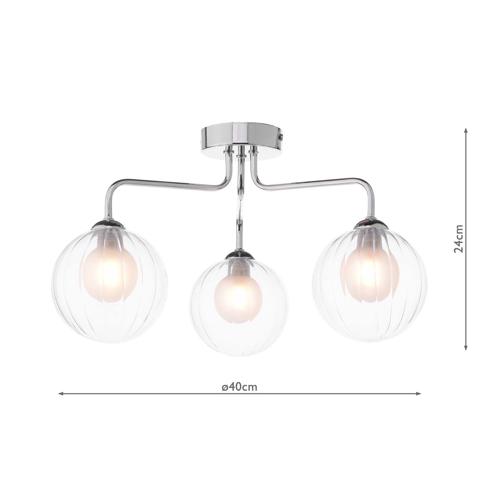 FEY0350-20 Feya 3 Light Semi Flush Polished Chrome With Clear/Opal Glass