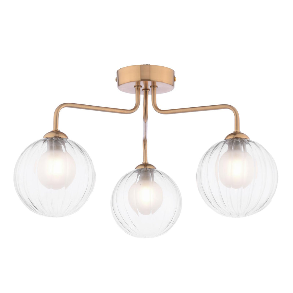 FEY0363-20 Feya 3 Light Semi-Flush Antique Bronze With Clear/Opal Glass