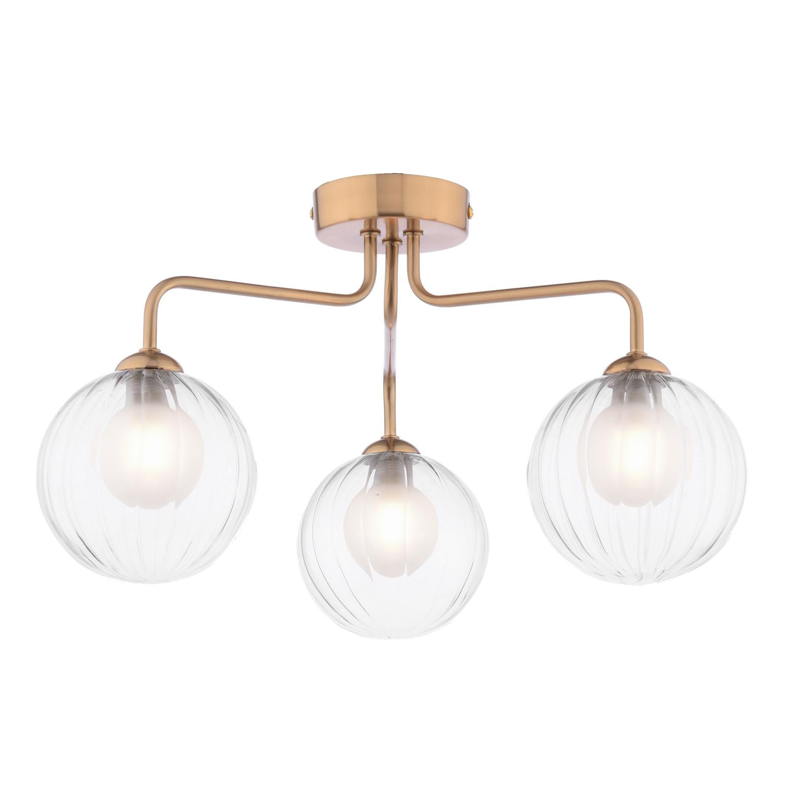 FEY0363-20 Feya 3 Light Semi-Flush Antique Bronze With Clear/Opal Glass