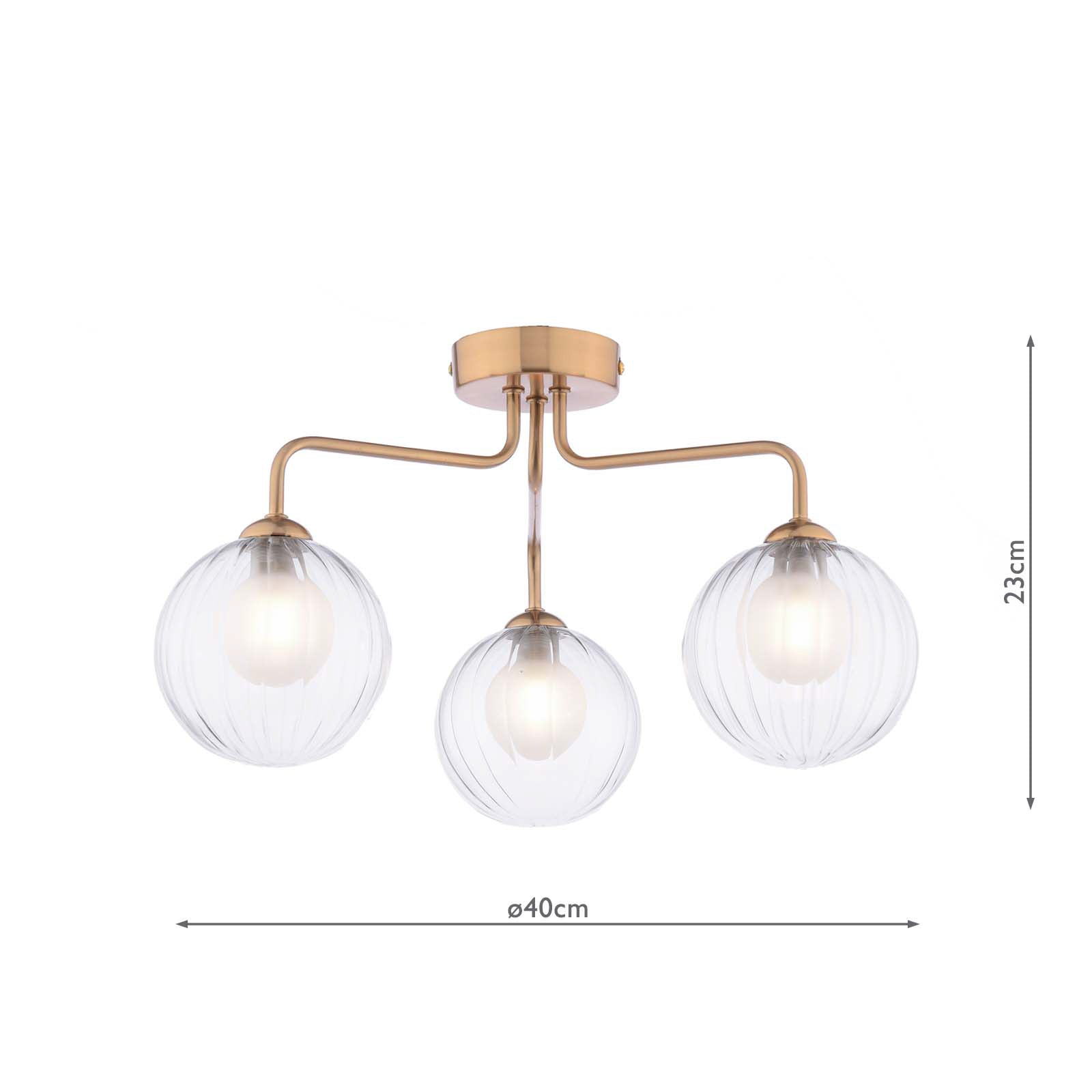 FEY0363-20 Feya 3 Light Semi-Flush Antique Bronze With Clear/Opal Glass