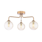 FEY0363-25 Feya 3 Light Semi-Flush Antique Bronze With Twisted Amber Glass