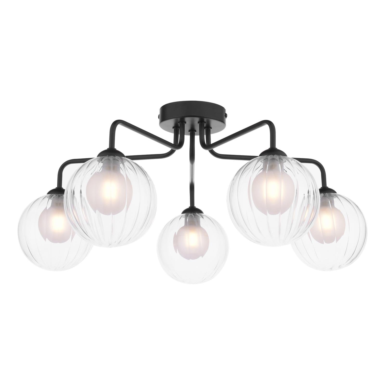 FEY0522-20 Feya 5 Light Semi Flush Matt Black With Clear/Opal Glass
