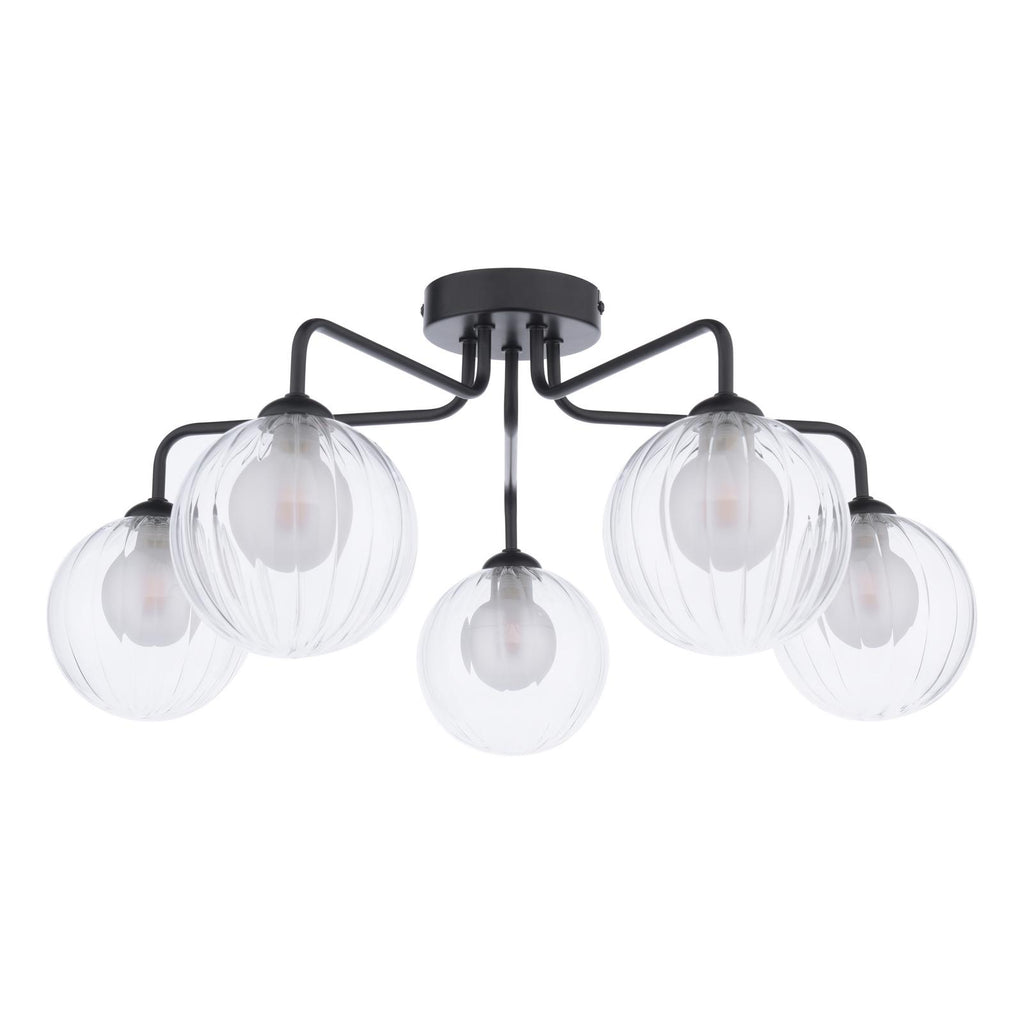 FEY0522-20 Feya 5 Light Semi Flush Matt Black With Clear/Opal Glass