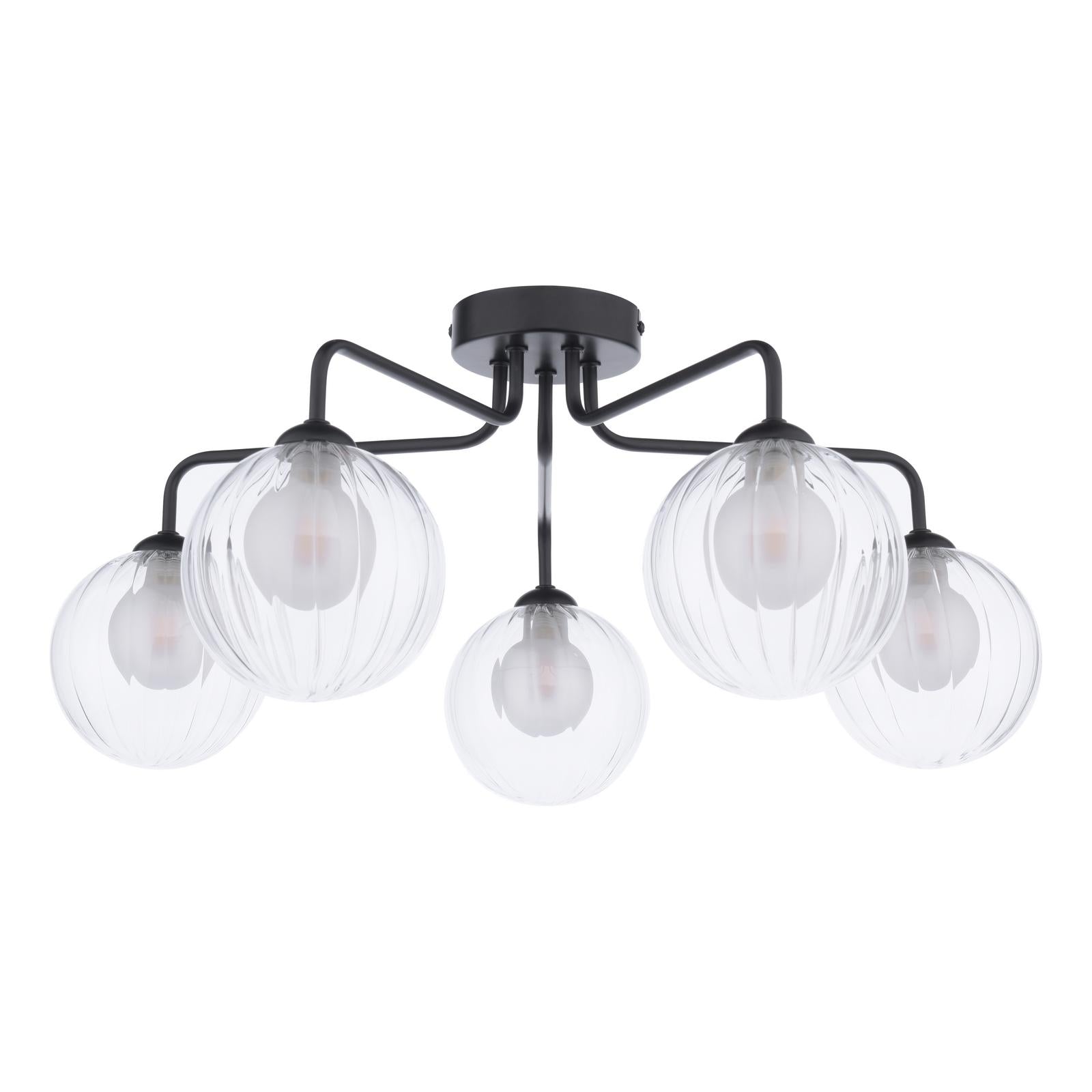 FEY0522-20 Feya 5 Light Semi Flush Matt Black With Clear/Opal Glass
