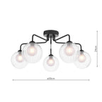 FEY0522-20 Feya 5 Light Semi Flush Matt Black With Clear/Opal Glass