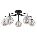 FEY0522-28 Feya 5 Light Semi Flush Matt Black With Closed Organic Smoked Glass