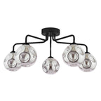FEY0522-28 Feya 5 Light Semi Flush Matt Black With Closed Organic Smoked Glass