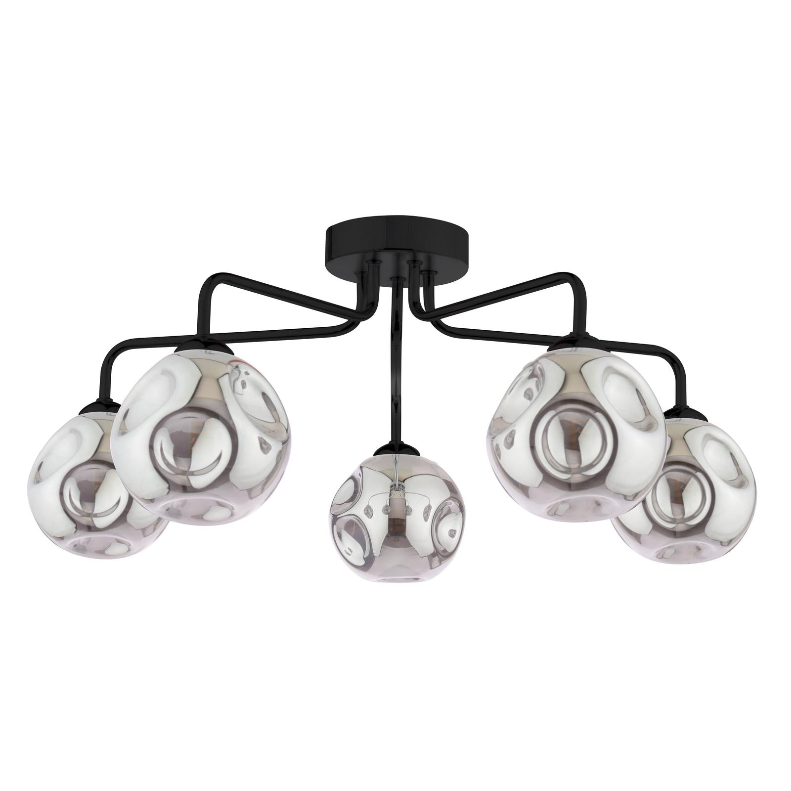 FEY0522-28 Feya 5 Light Semi Flush Matt Black With Closed Organic Smoked Glass