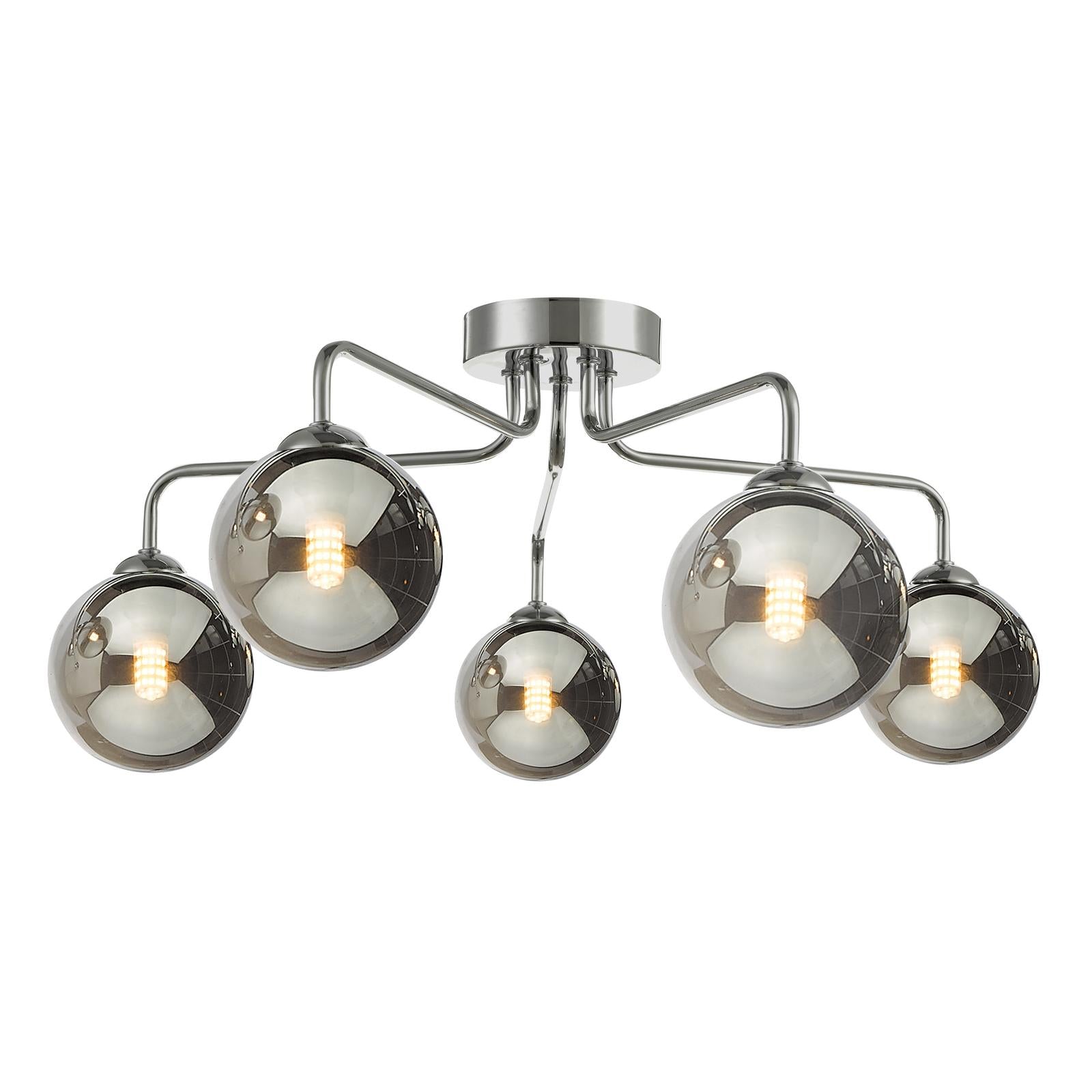 FEY0550-01 Feya 5 Light Semi Flush Polished Chrome With Smoked Glass