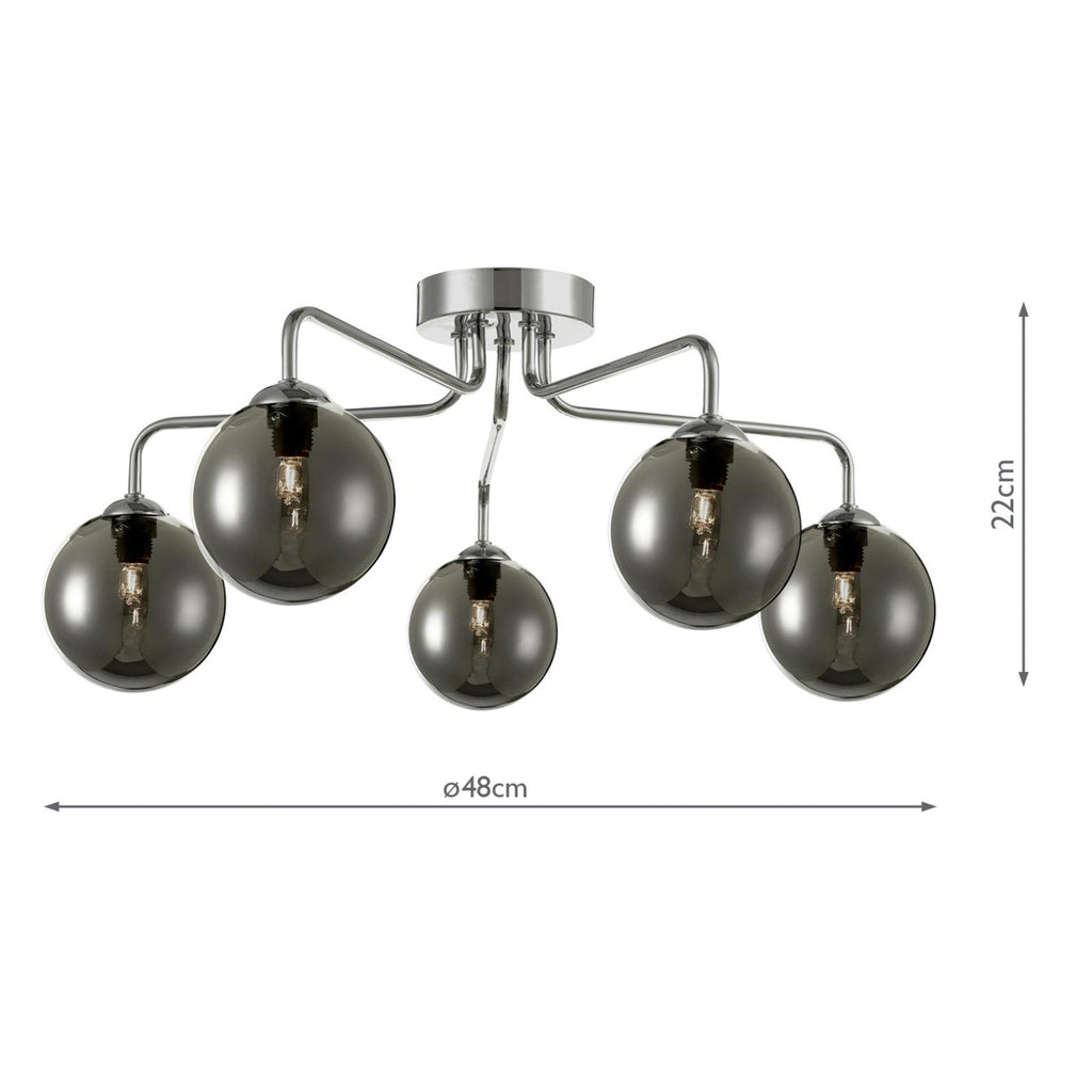 FEY0550-01 Feya 5 Light Semi Flush Polished Chrome With Smoked Glass