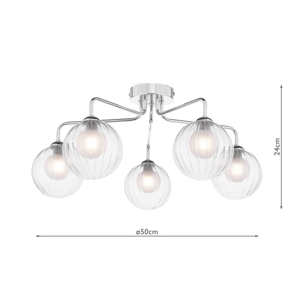 FEY0550-20 Feya 5 Light Semi Flush Polished Chrome With Clear/Opal Glass