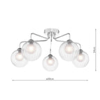 FEY0550-20 Feya 5 Light Semi Flush Polished Chrome With Clear/Opal Glass