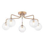 FEY0563-08 Feya 5 Light Semi-Flush Antique Bronze With Ribbed Glass