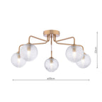 FEY0563-08 Feya 5 Light Semi-Flush Antique Bronze With Ribbed Glass