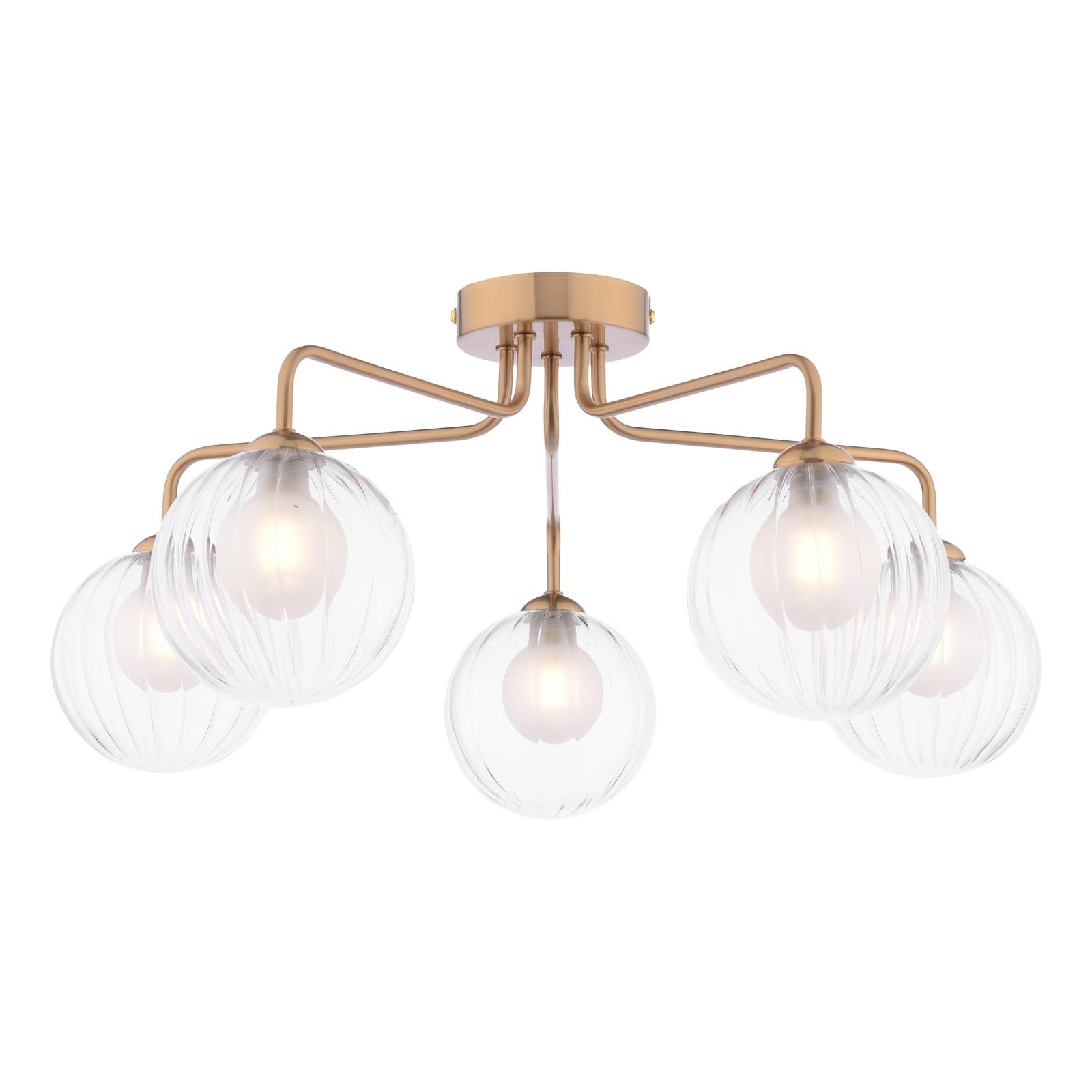 FEY0563-20 Feya 5 Light Semi-Flush Antique Bronze With Clear/Opal Glass
