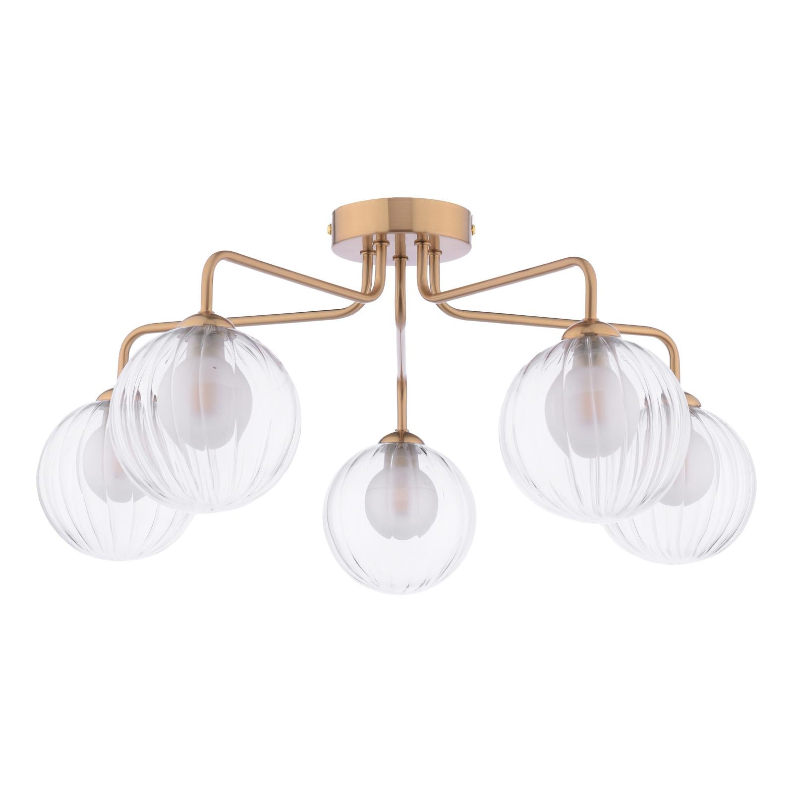 FEY0563-20 Feya 5 Light Semi-Flush Antique Bronze With Clear/Opal Glass