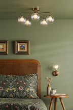 FEY0563-20 Feya 5 Light Semi-Flush Antique Bronze With Clear/Opal Glass