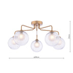 FEY0563-20 Feya 5 Light Semi-Flush Antique Bronze With Clear/Opal Glass