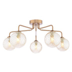 FEY0563-25 Feya 5 Light Semi-Flush Antique Bronze With Twisted Amber Glass