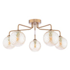 FEY0563-25 Feya 5 Light Semi-Flush Antique Bronze With Twisted Amber Glass