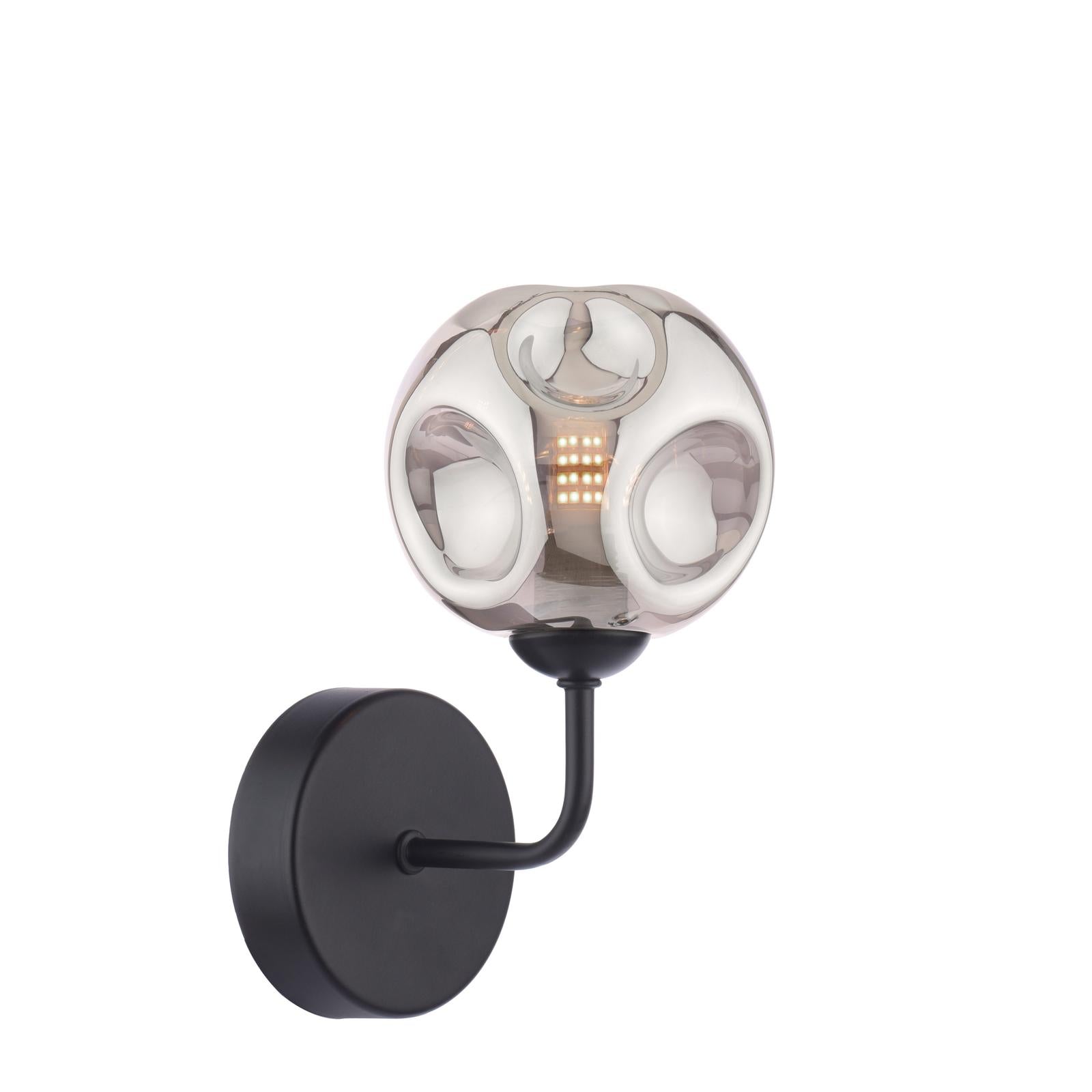 FEY0722-28 Feya Wall Light Matt Black With Closed Organic Smoked Glass