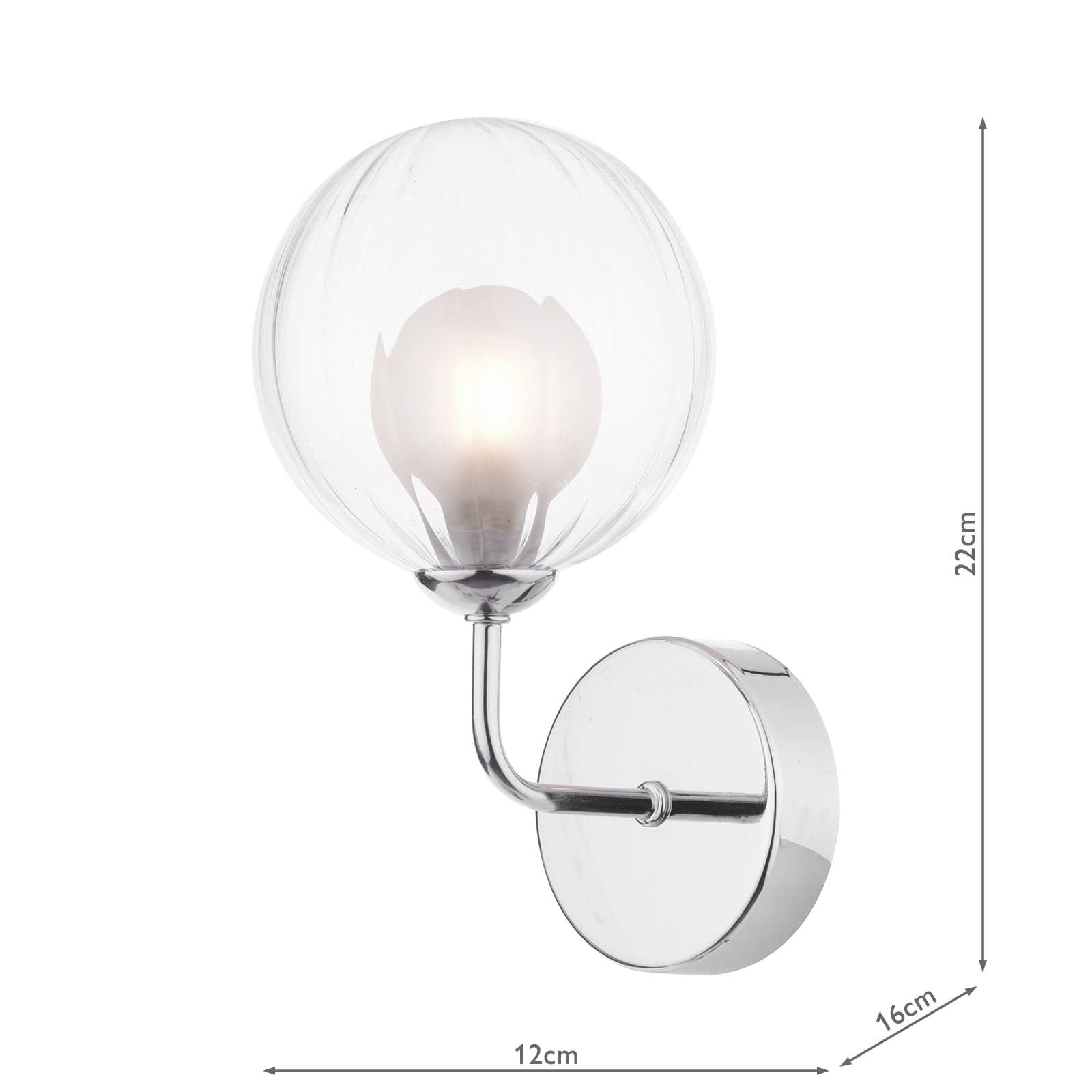 FEY0750-20 Feya Wall Light Polished Chrome With Clear/Opal Glass