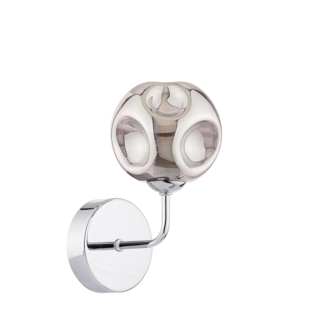 FEY0750-28 Feya Wall Light Polished Chrome With Closed Organic Smoked Glass