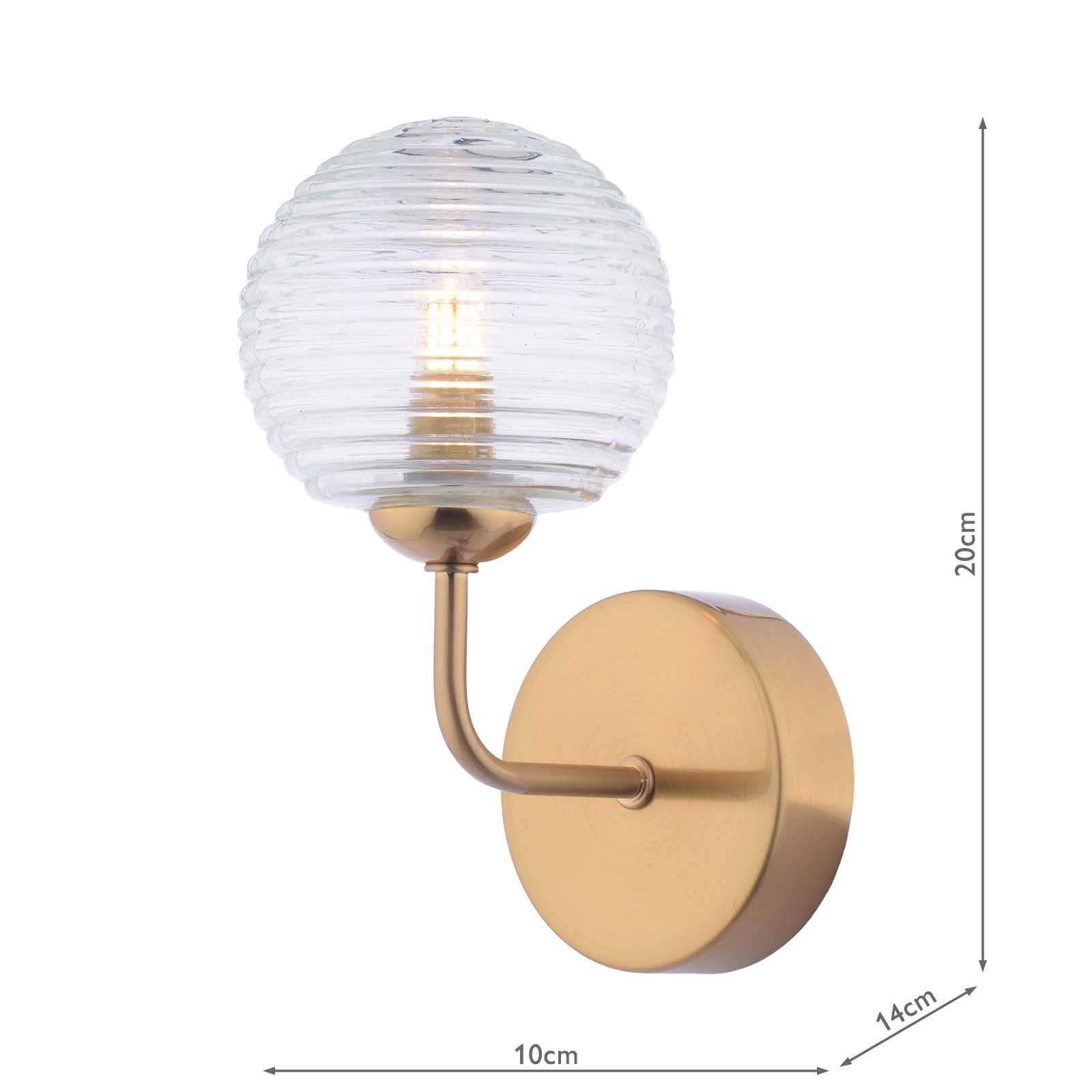 FEY0763-08 Feya Wall Light Antique Bronze With Ribbed Glass