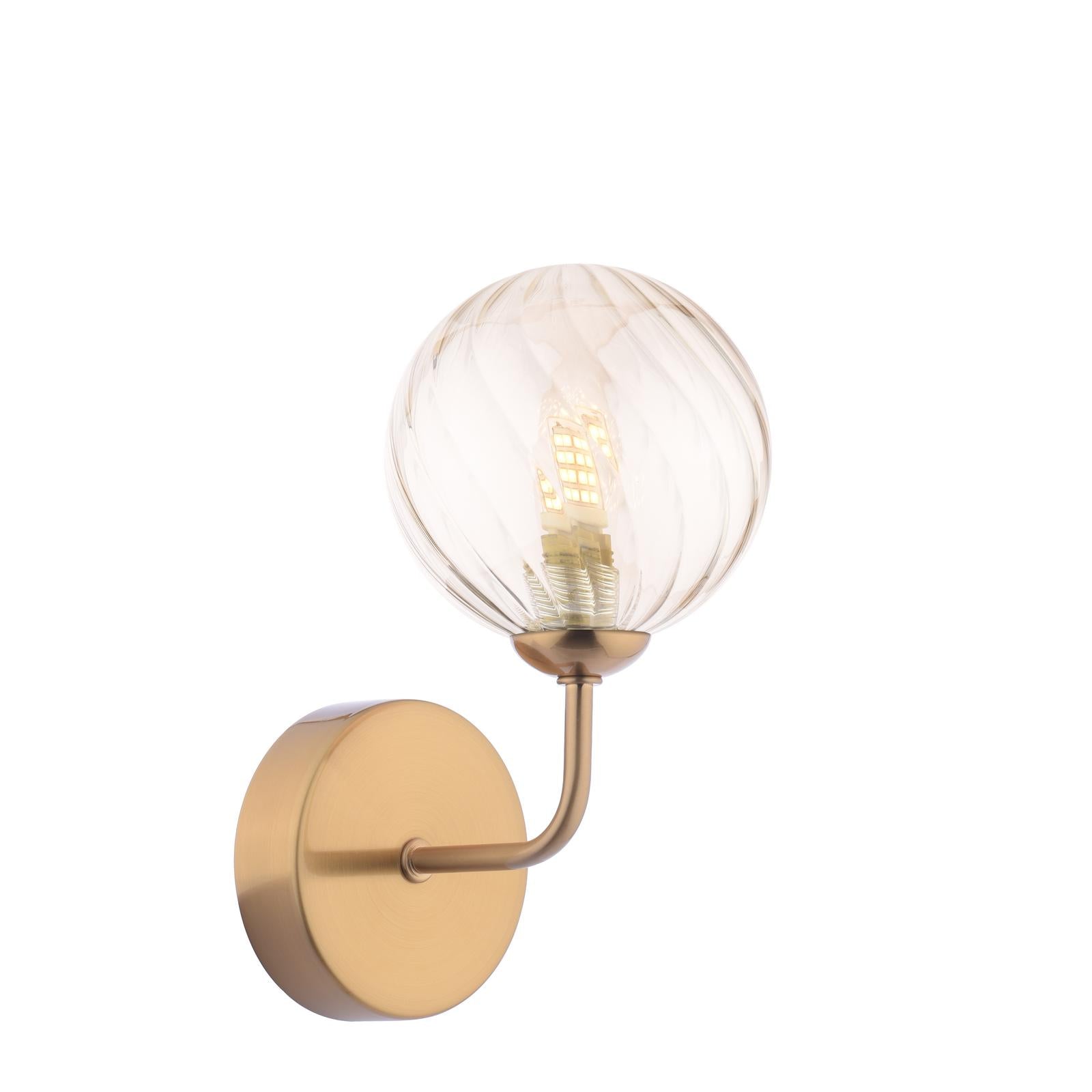 FEY0763-25 Feya Wall Light Antique Bronze With Twisted Amber Glass