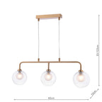 FEY6263-20 Feya 3 Light Bar Pendant Antique Bronze With Clear/Opal Glass
