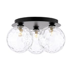 FOL5322-12 Foley 3 Light Flush Matt Black With Clear Dimpled Glass