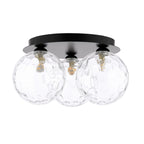 FOL5322-12 Foley 3 Light Flush Matt Black With Clear Dimpled Glass