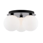 FOL5322-23 Foley 3 Light Flush Matt Black With Opal Glass