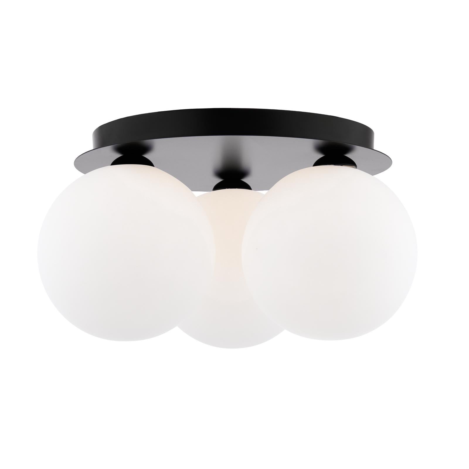FOL5322-23 Foley 3 Light Flush Matt Black With Opal Glass